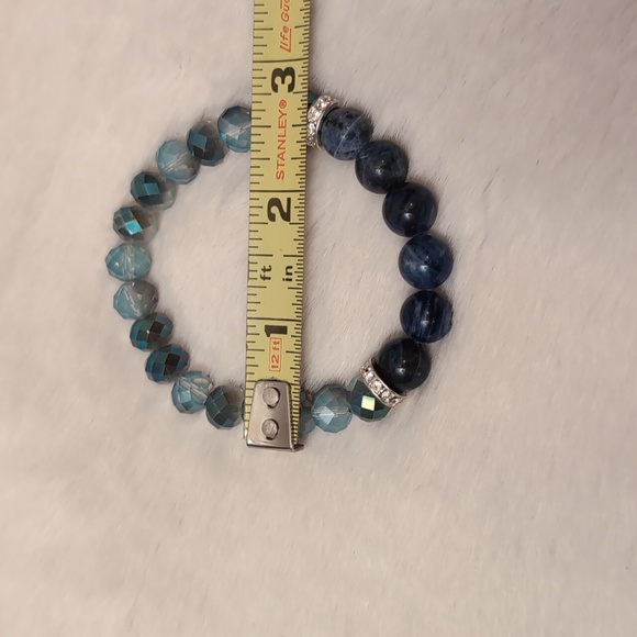 Avon|I Wish You Beaded Bracelet-PEACE- Blue Stone and Blue Crytals Beads - Picture 6 of 11